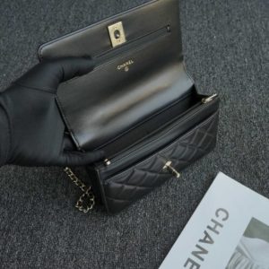 Replica CHANEL 24s Pearl Handle Black - 1:1 designer replica handbag