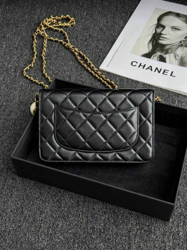 Replica CHANEL 24s Double Pearl Woc Black - premium 1:1 fake handbag model
