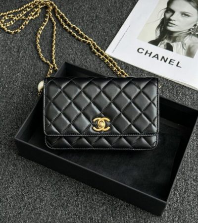 Replica CHANEL 24s Double Pearl Woc Black - realistic designer-inspired fake bag