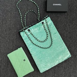 Replica CHANEL Sequin Shoulder Bag Green - realistic designer-inspired fake bag