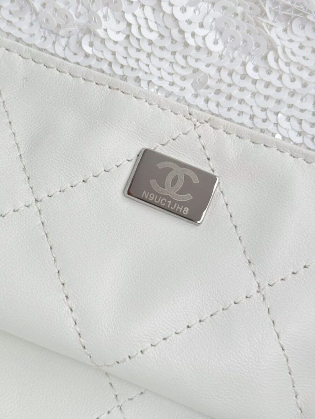 Replica CHANEL Sequin Shoulder Bag White - premium 1:1 fake handbag model