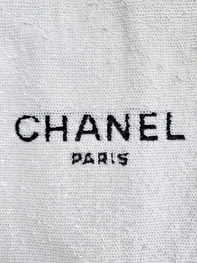 Replica CHANEL Sequin Shoulder Bag White - high-end fake designer purse