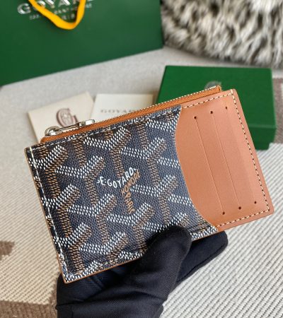 Goyard Bourbon Card Holder Replica — Zip-Around Goyardine Wallet