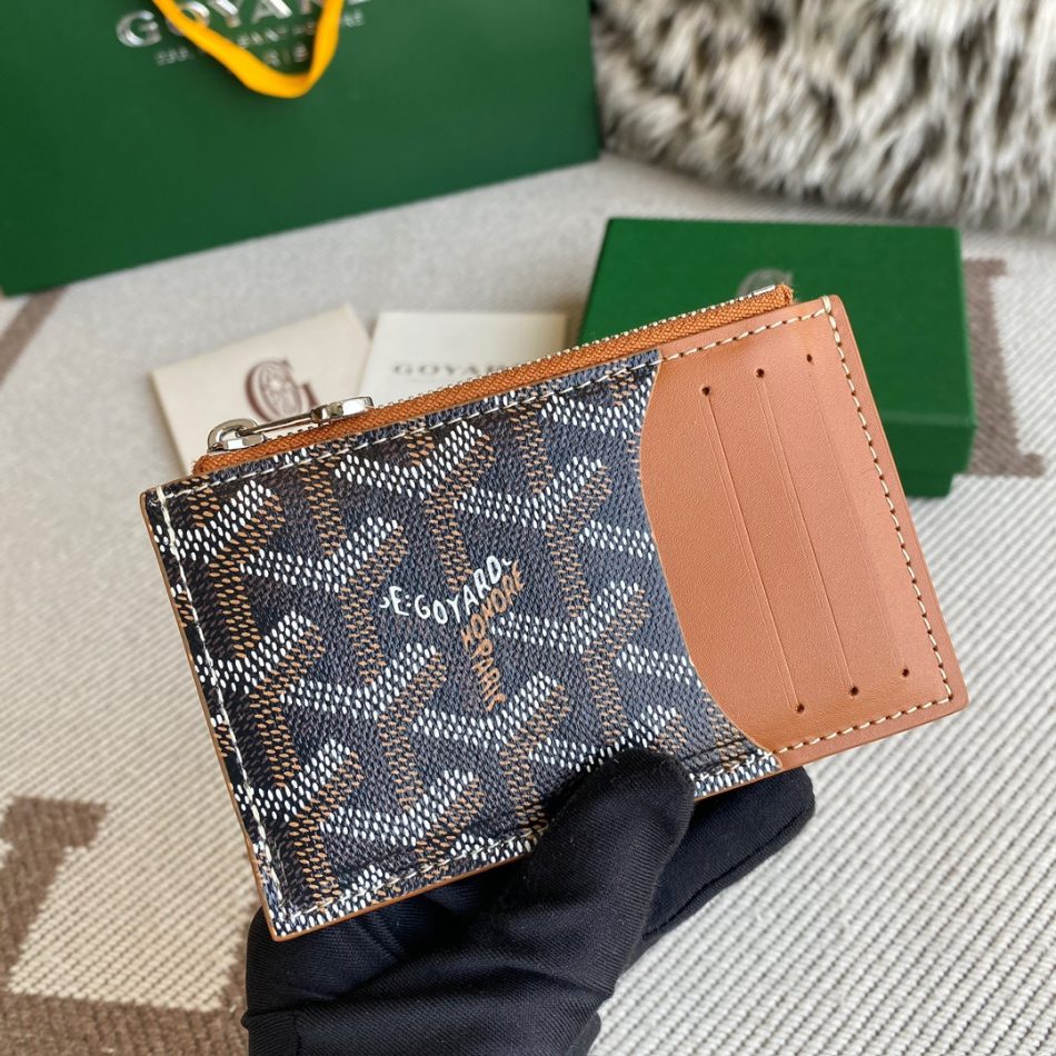Goyard Bourbon Card Holder Replica — Zip-Around Goyardine Wallet