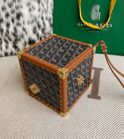 Fake Goyard DE Trunk — Collectible Cube Goyardine Storage Trunk